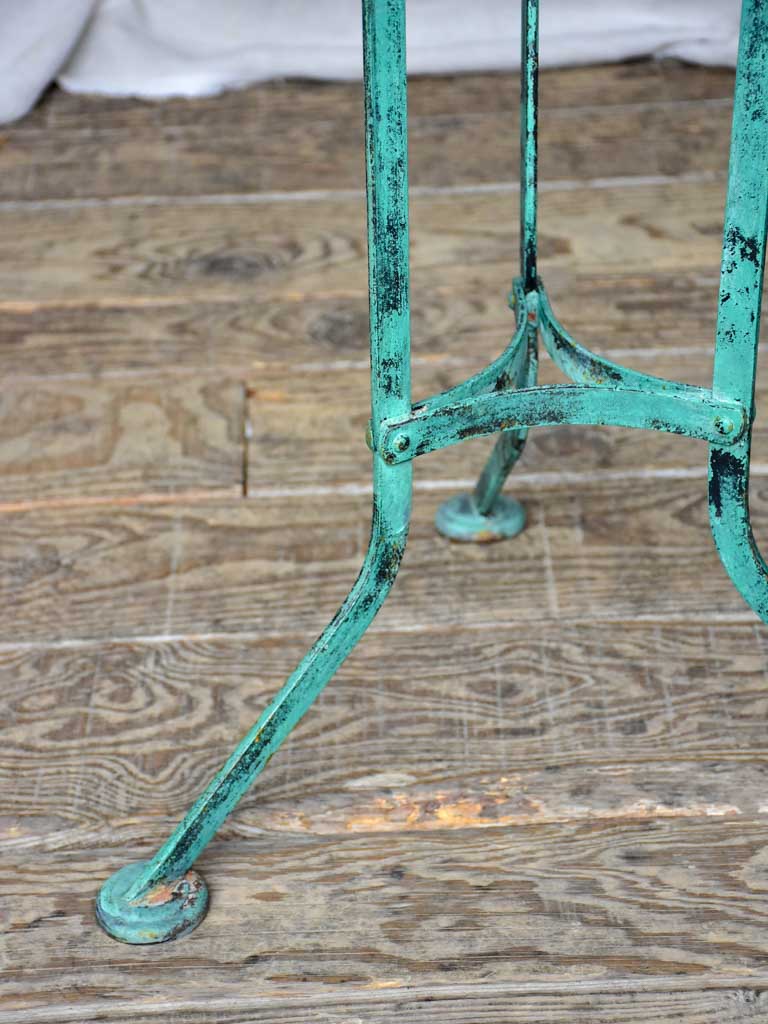 Small early 20th Century French garden table with blue patina