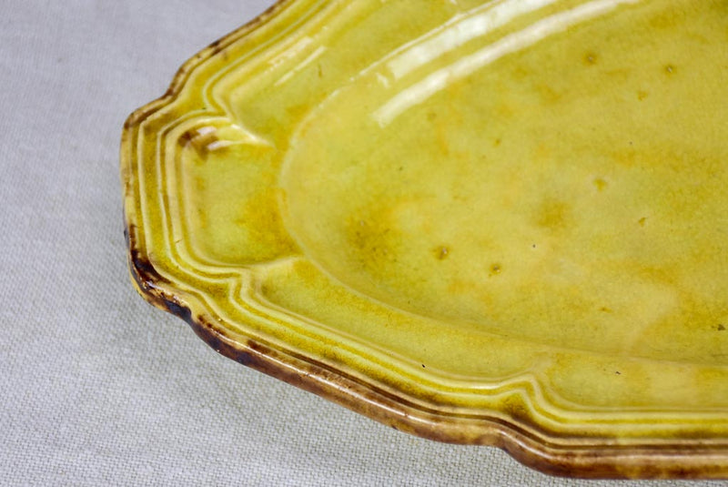 Very large 19th Century French platter with yellow glaze 22¾"