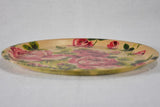 Round vintage 1930s French fiberglass tray with flowers