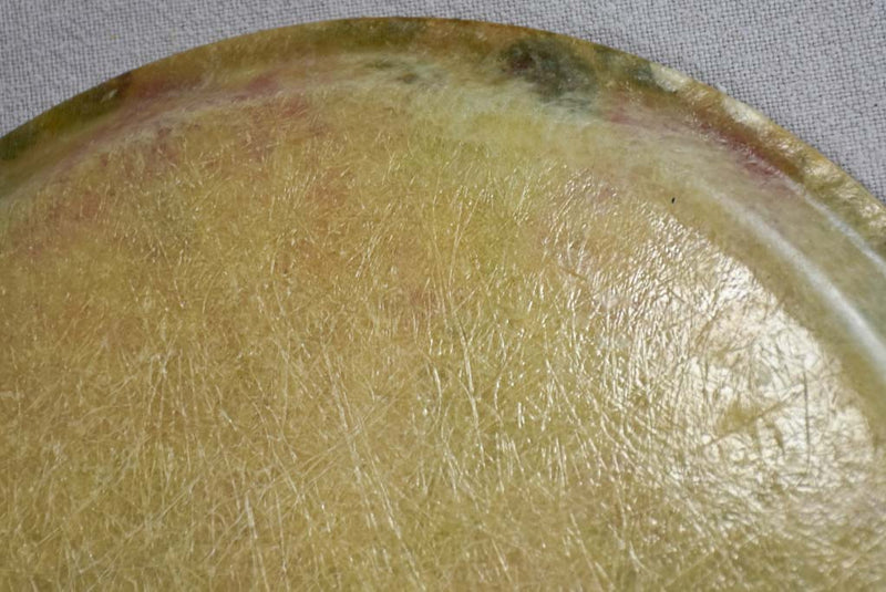 Round vintage 1930s French fiberglass tray with flowers