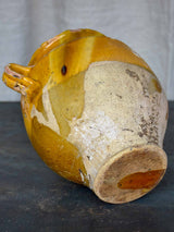 Antique French confit pot with yellow glaze 9 ¾''