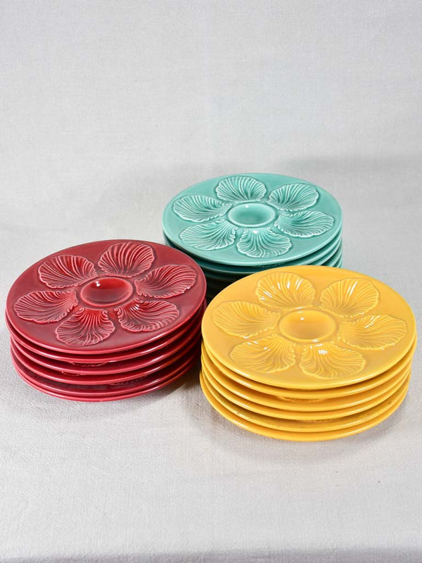 Colorful vintage Aubagne oyster plates collection