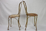 Pair of pretty 19th century French garden chairs with twisted iron frames