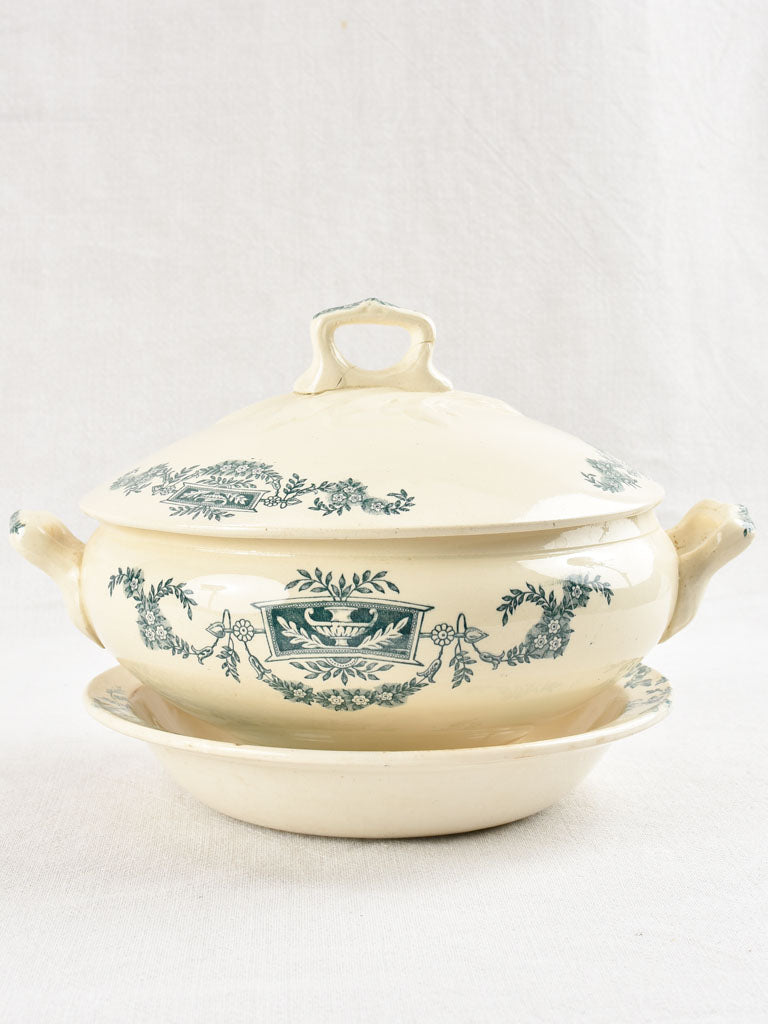 Antique French Longchamp ironstone soup tureen