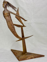 Mid century iron sculpture of a mermaid 25½"
