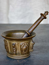 Antique French bronze mortar and pestle