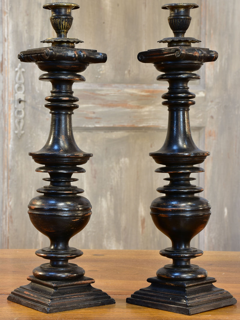 Pair of French candlesticks with black finish