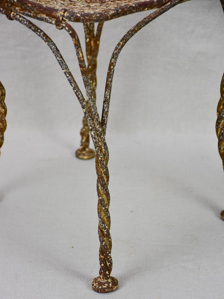 Pair of pretty 19th century French garden chairs with twisted iron frames