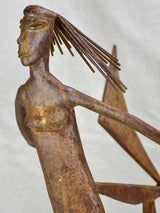 Mid century iron sculpture of a mermaid 25½"