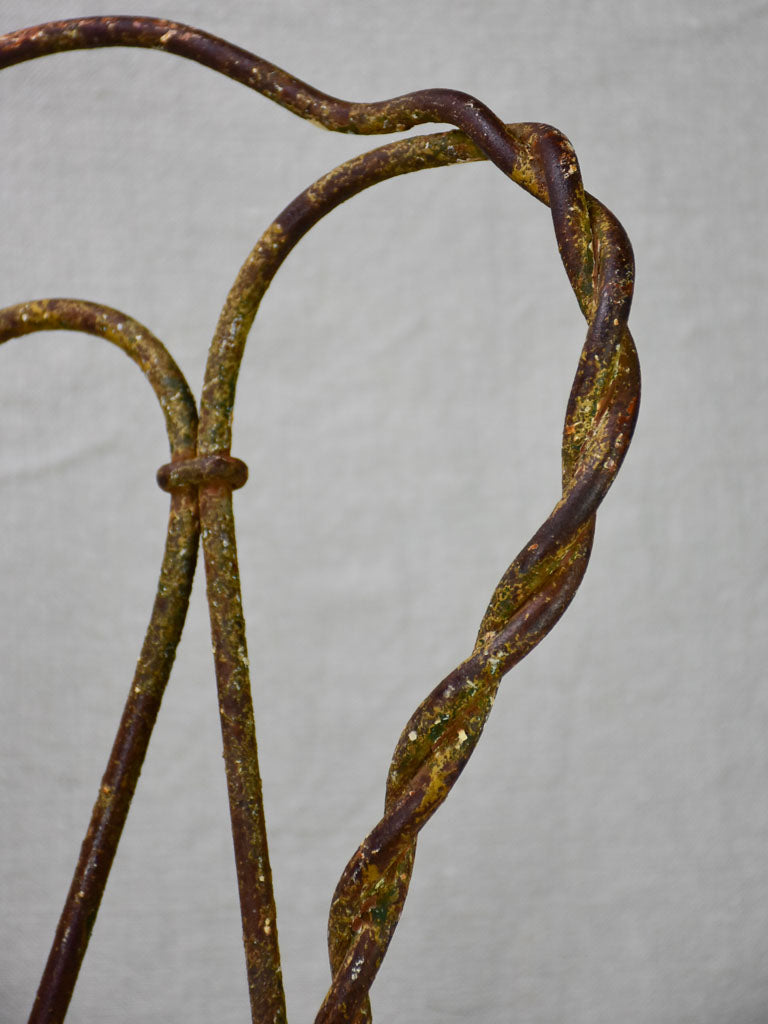 Pair of pretty 19th century French garden chairs with twisted iron frames
