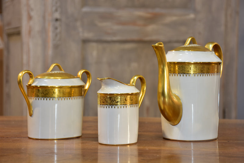 Vintage Limoges tea set - white and gold