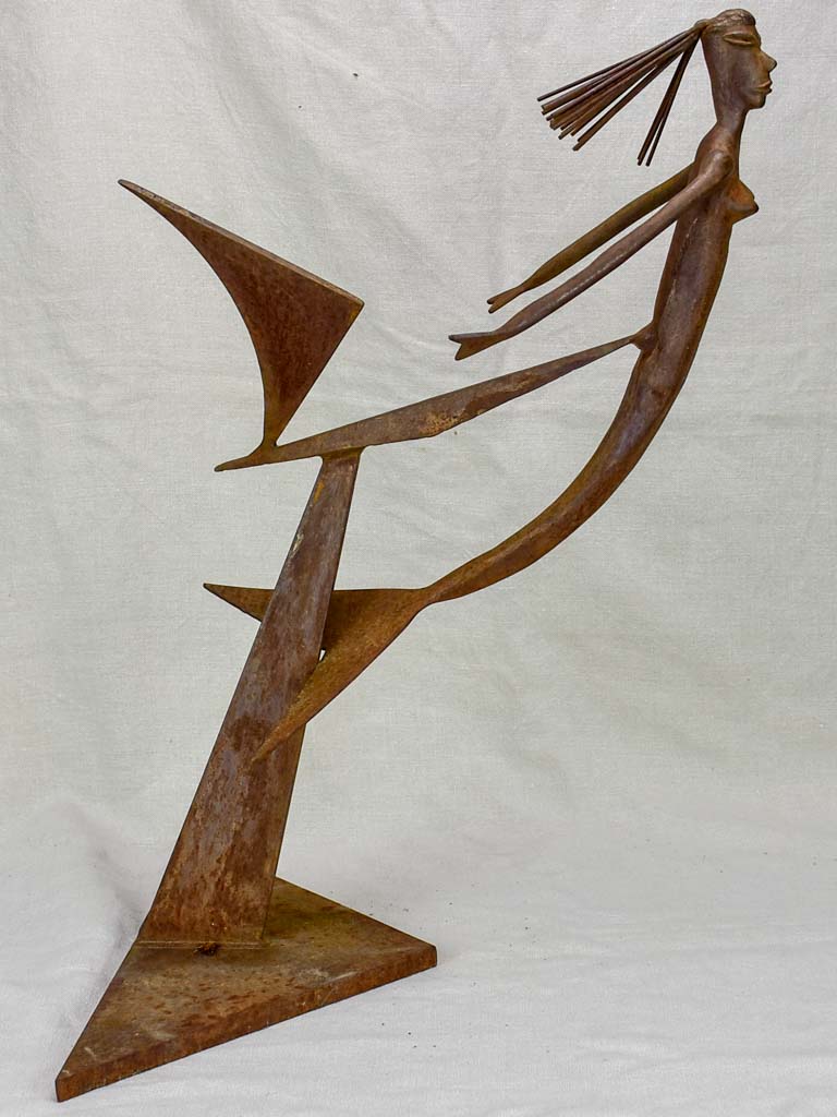 Mid century iron sculpture of a mermaid 25½"