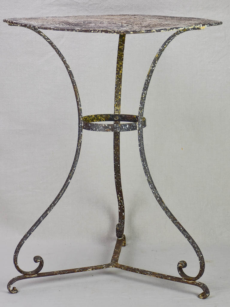 Antique French metal garden table with original patina - round