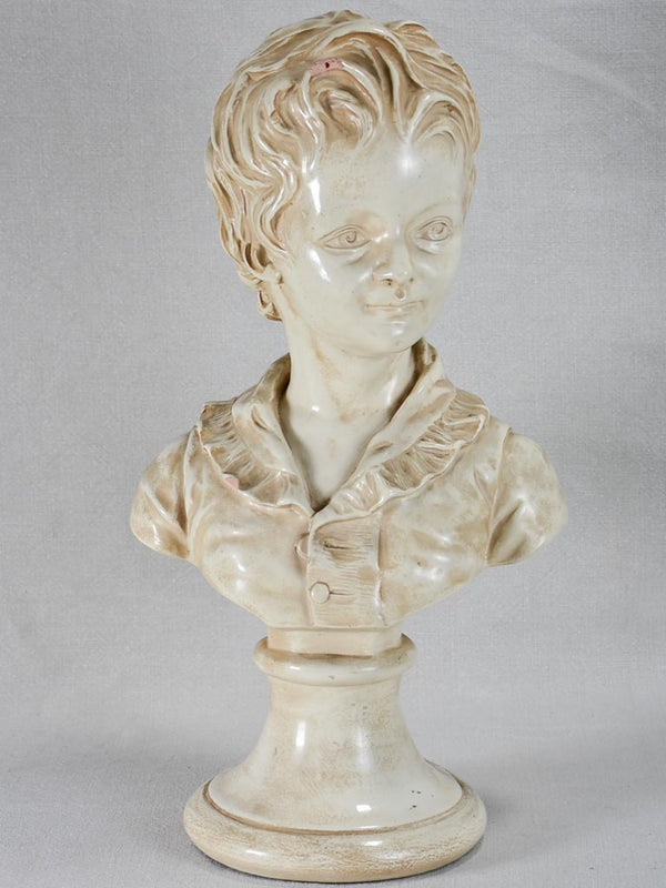 Glazed terracotta bust of a child