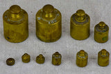 Set of ten antique French weights for scales - 1-200g