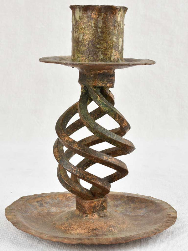 Aged timeworn 1920's bronze candlestick