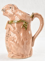 Vintage Barbotine rabbit pitcher 9½"