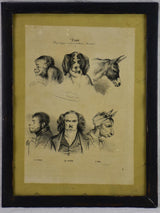 19th century French engraving "man and animal" homme et animal - anonymous 13¾" x 18"