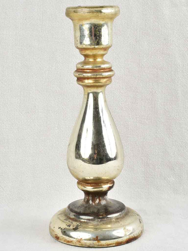 Antique mercury glass candlestick - silver 11¾"