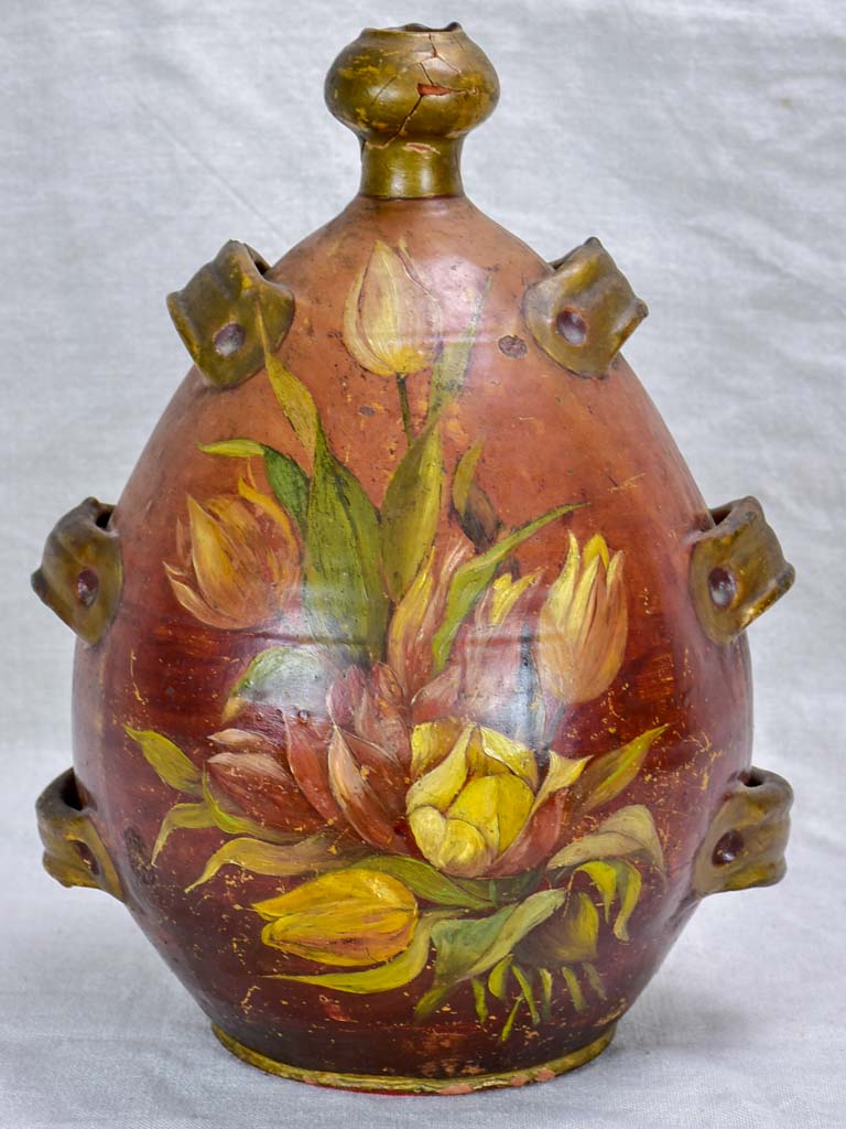 Napoleon III conscience jug with hand painted tulips