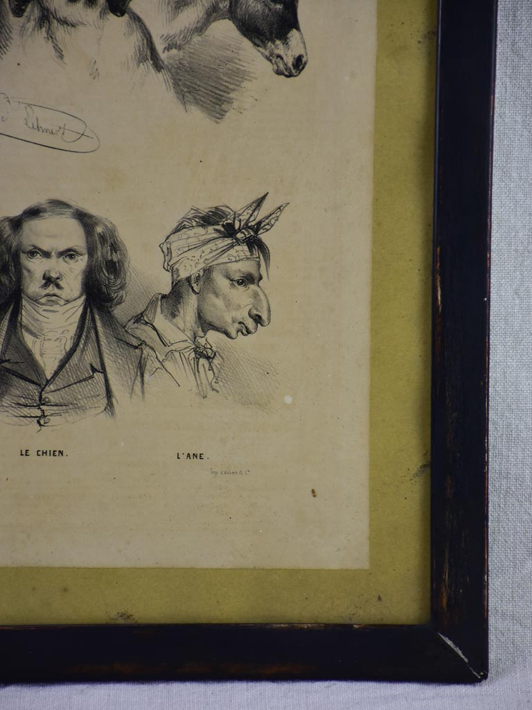 19th century French engraving "man and animal" homme et animal - anonymous 13¾" x 18"