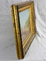 19th Century oil on canvas - coastal scene with sailing boats