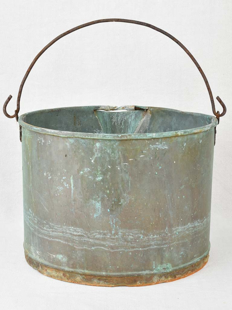 Large antique winemaker's copper with pouring beak and handle 18"