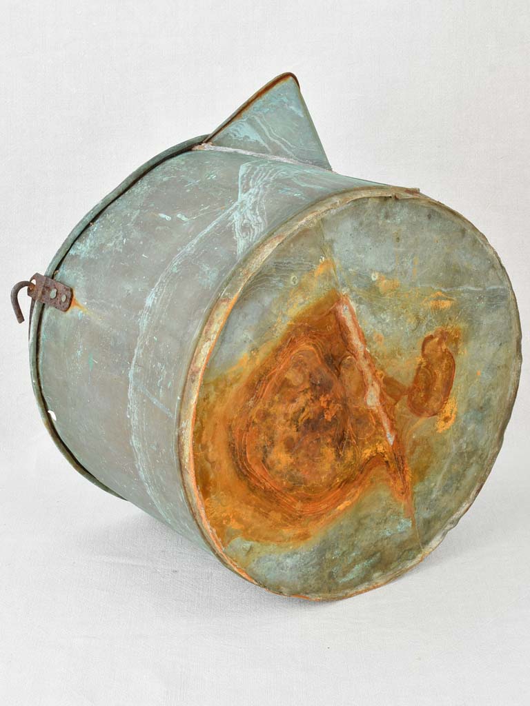 Large antique winemaker's copper with pouring beak and handle 18"