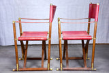 Pair of vintage Valenti folding chairs - red leather