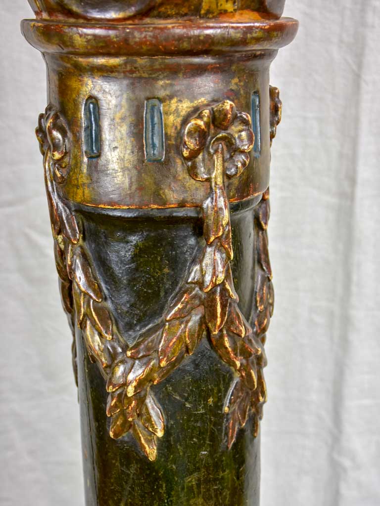 Distressed Antique Column Candle Holder