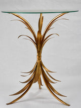 Vintage gold foliage coffee or martini table with glass top
