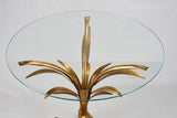 Vintage gold foliage coffee or martini table with glass top
