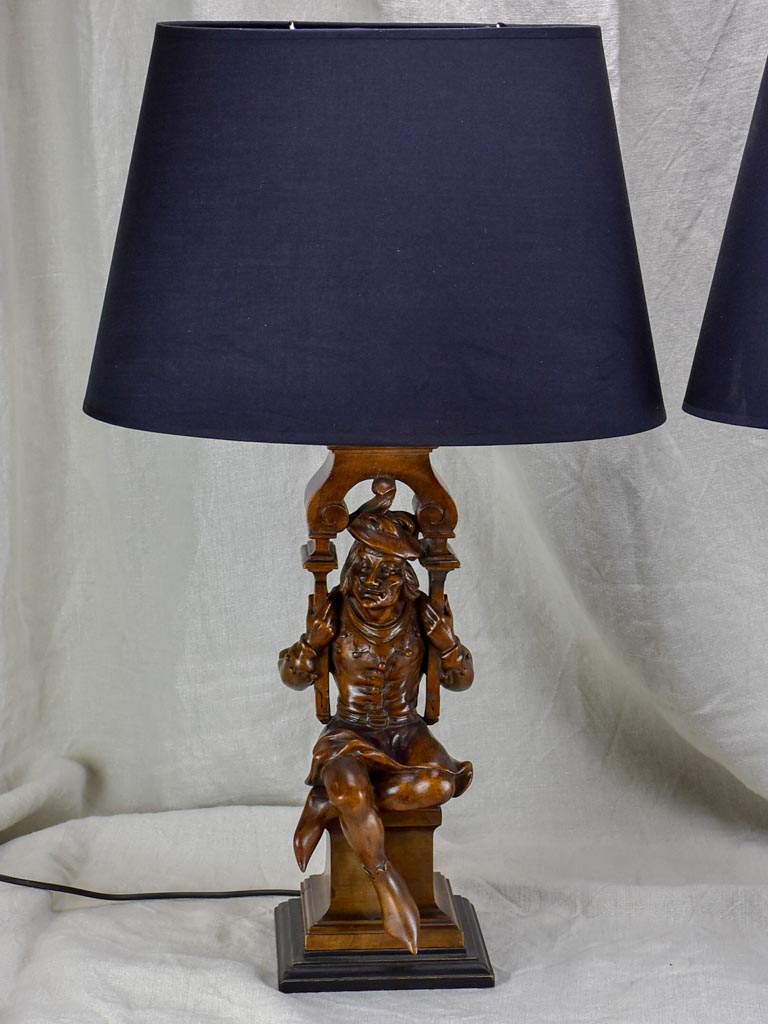 Pair of 19th Century sculpted lamps - court jesters