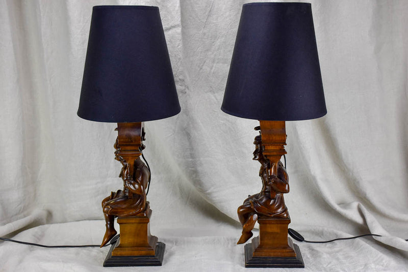Pair of 19th Century sculpted lamps - court jesters