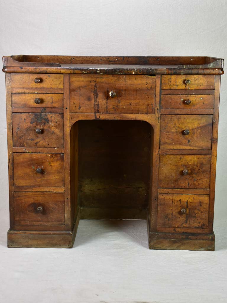 19th century French horologist's work table and drawers - solid walnut 11 drawers