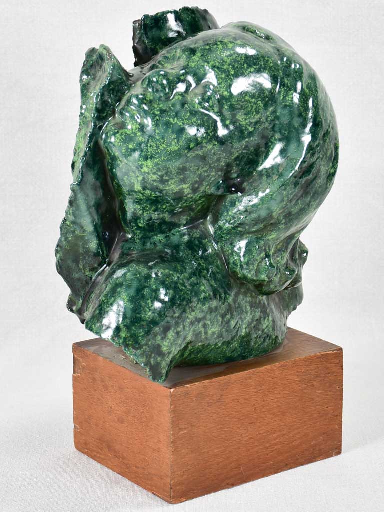 Unusual Emerald Green Ceramic Child Bust