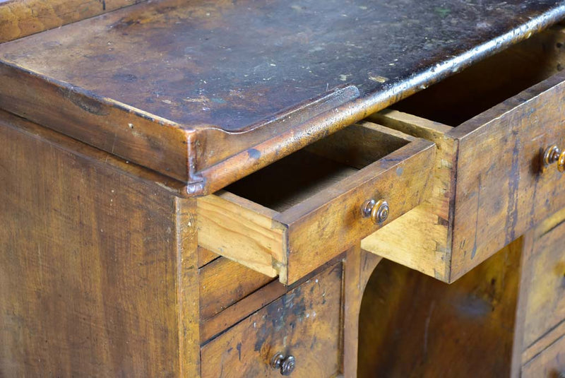 19th century French horologist's work table and drawers - solid walnut 11 drawers