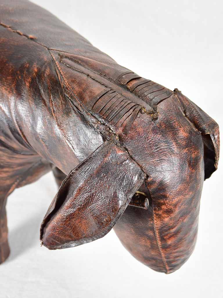 Vintage Spanish Valenti leather footrest in the shape of a donkey - 16½"