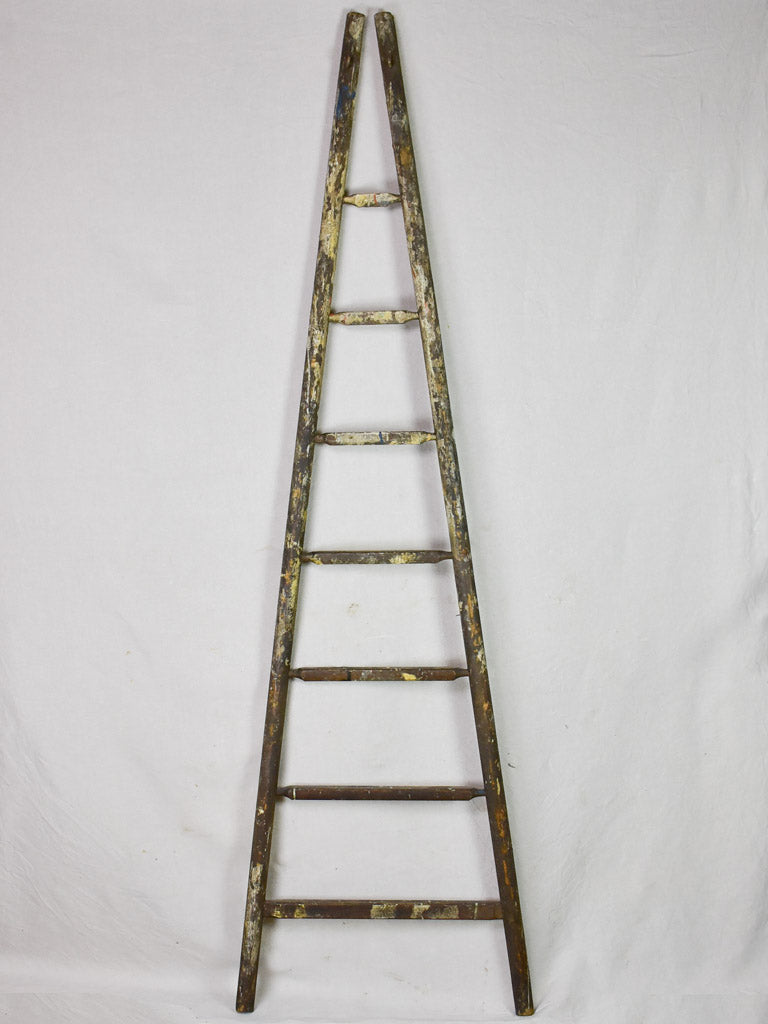 19th century French harvest ladder with broad base and narrow top 92¼"