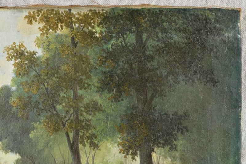 Antique landscape painting - country road - Lemant 13" x 16¼"
