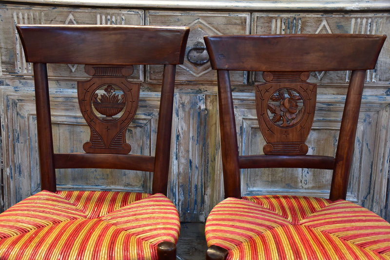 Set of 6 'Directoire' chairs with cane seats