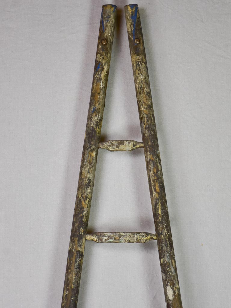 19th century French harvest ladder with broad base and narrow top 92¼"