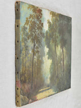 Antique landscape painting - country road - Lemant 13" x 16¼"