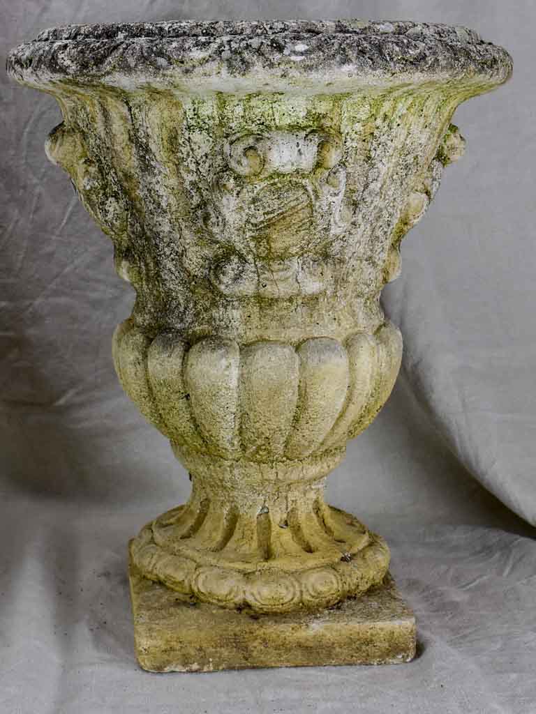 Pair of 1940's French Medici urns with coat of arms