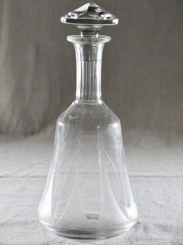 Mid-century French carafe with engraved pattern