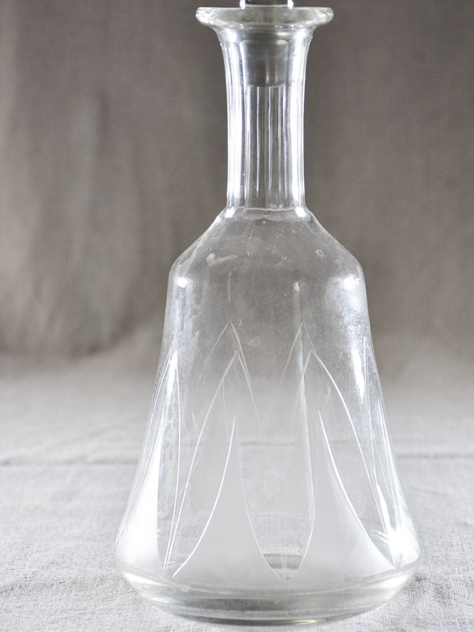 Classic French glass carafe with pattern