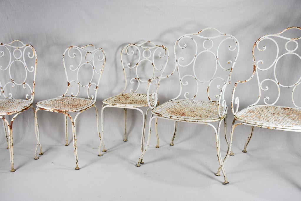 Set of five weighty garden chairs from the early-twentieth century