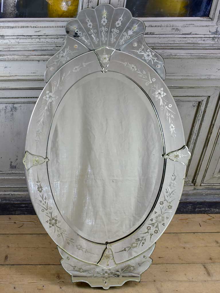 Antique Venetian mirror - oval with crest 27½" x 48"
