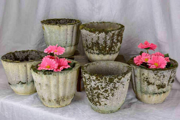 Set of six mid century fluted flower pots