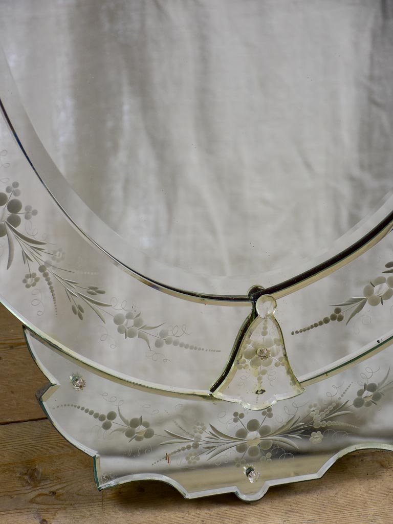 Antique Venetian mirror - oval with crest 27½" x 48"